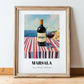 Marsala – Italian Seaside Scene, Italian Wine Poster, in wooden frame leaning on the floor
