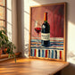 Montepulciano d'Abruzzo – on Striped Tablecloth, Italian Wine Painting, clean layout with no caption
