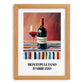 Montepulciano d'Abruzzo – on Striped Tablecloth, Italian Wine Painting, set in oak frame