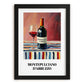 Montepulciano d'Abruzzo – on Striped Tablecloth, Italian Wine Painting, in sleek black frame