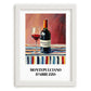 Montepulciano d'Abruzzo – on Striped Tablecloth, Italian Wine Painting, placed in minimal white frame