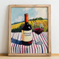 Montepulciano d'Abruzzo – Italian Hillside Café View, Italian Wine Wall Illustration, no-text version framed in wood