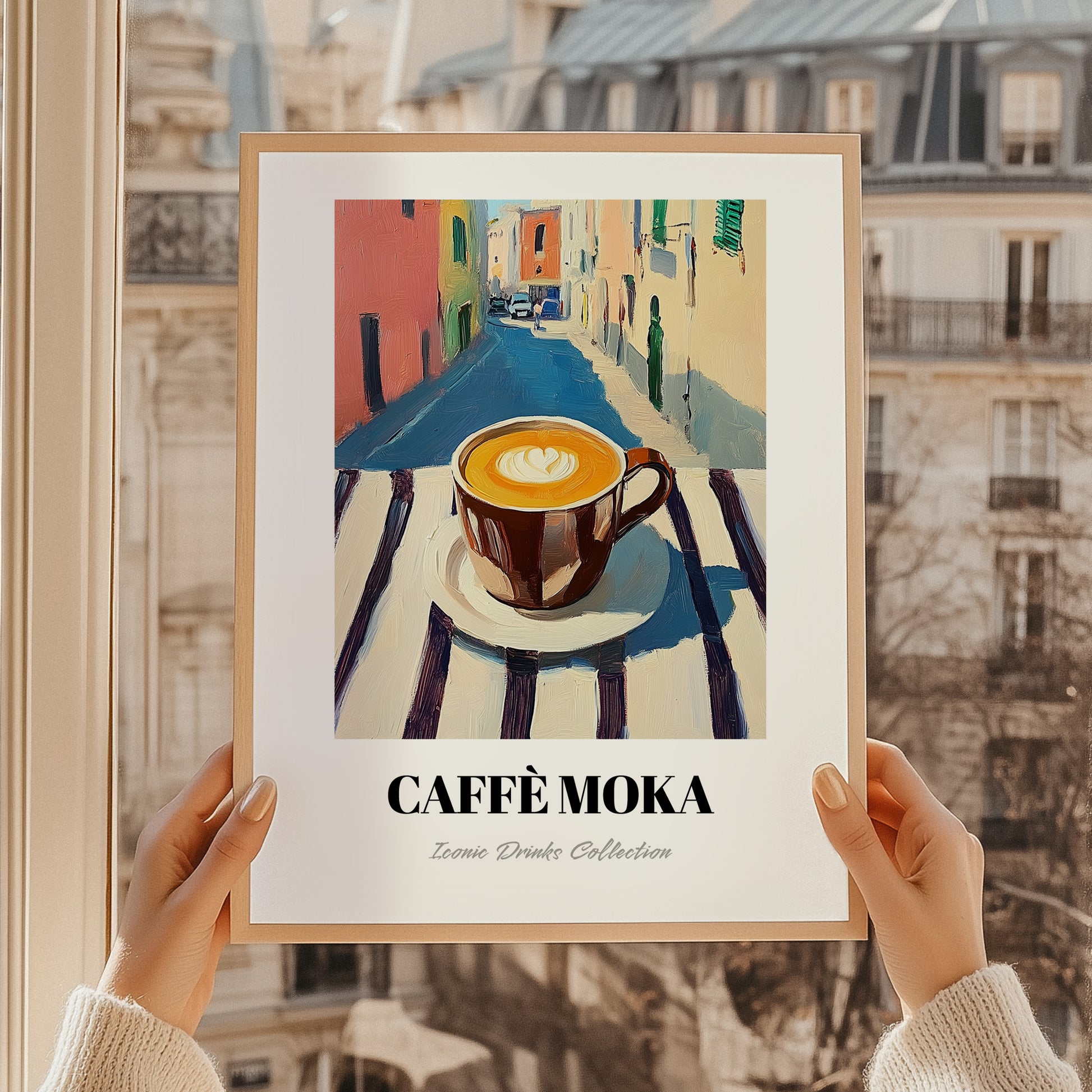 Caffè Moka – Italian Outdoor Café Scene, Italian Coffee Still Life, styled in a charming Paris street view