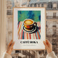 Caffè Moka – on Striped Tablecloth, Italian Coffee Illustration, styled in a charming Paris street view