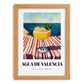 Agua De Valencia – Spanish Coastal Café Moment, Spanish Cocktail Illustration, set in oak frame