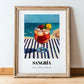 Sangría – Spanish Coastal Café Moment, Spanish Cocktail Art, in wooden frame leaning on the floor