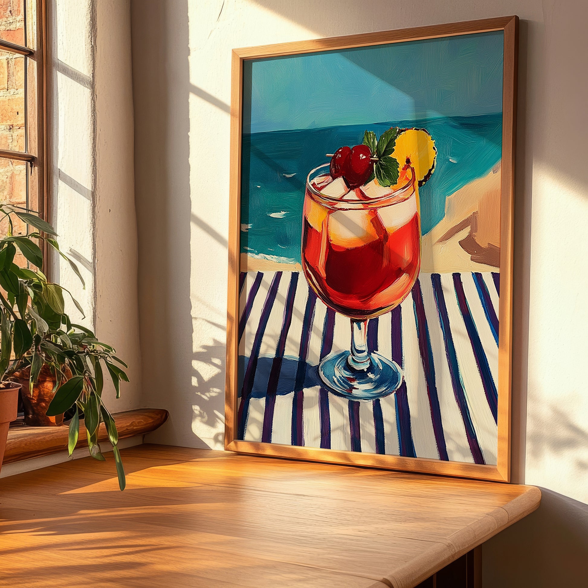 Sangría – Spanish Coastal Café Moment, Spanish Cocktail Art, clean layout with no caption
