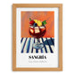 Sangría – on Striped Tablecloth, Spanish Cocktail Illustration, set in oak frame