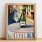 Txakoli – Spanish Outdoor Café Scene, Spanish Wine Painting, no-text version framed in wood