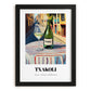 Txakoli – Spanish Outdoor Café Scene, Spanish Wine Painting, in sleek black frame