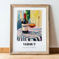 Vermut – Spanish Urban Café Scene, Spanish Wine Still Life, in wooden frame leaning on the floor