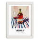 Vermut – on Striped Tablecloth, Spanish Wine Still Life, placed in minimal white frame