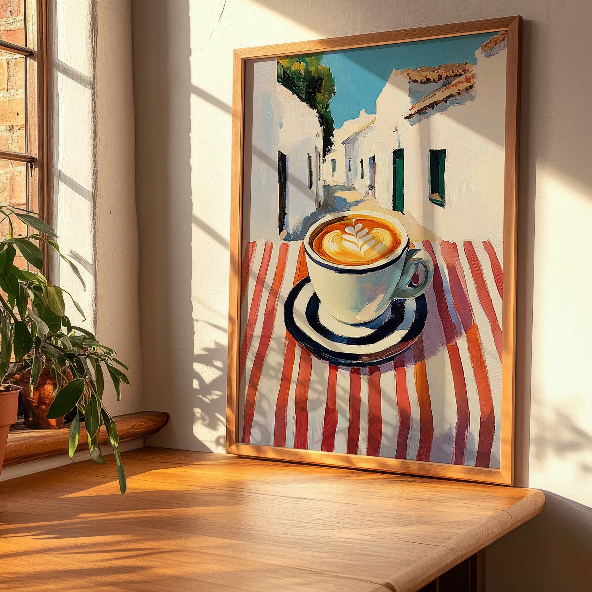 Café Con Leche – Spanish Street Café Scene, Spanish Coffee Illustration, clean layout with no caption