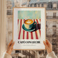 Café Con Leche – on Striped Tablecloth, Spanish Coffee Painting, styled in a charming Paris street view