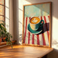Café Con Leche – on Striped Tablecloth, Spanish Coffee Painting, clean layout with no caption