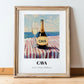 Cava – Spanish Coastal Table, Spanish Wine Poster, in wooden frame leaning on the floor