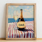 Cava – Spanish Coastal Table, Spanish Wine Poster, no-text version framed in wood