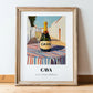 Cava – Spanish Urban Café Scene, Spanish Wine Print, in wooden frame leaning on the floor
