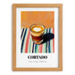 Cortado – on Striped Tablecloth, Spanish Coffee Wall Decor, set in oak frame