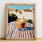 Cortado – Spanish Street Café Scene, Spanish Coffee Art, no-text version framed in wood