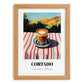 Cortado – Spanish Hilltop Table Scene, Spanish Coffee Wall Decor, set in oak frame