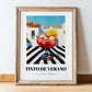 Tinto De Verano – Spanish Café on the Corner, Spanish Cocktail Illustration, in wooden frame leaning on the floor