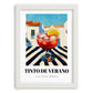 Tinto De Verano – Spanish Café on the Corner, Spanish Cocktail Illustration, placed in minimal white frame