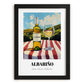 Albariño – Spanish Hilltop Table Scene, Spanish Wine Wall Art, in sleek black frame