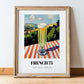 French 75 – French Hilltop Table Scene, French Cocktail Wall Decor, in wooden frame leaning on the floor