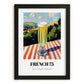 French 75 – French Hilltop Table Scene, French Cocktail Wall Decor, in sleek black frame