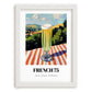 French 75 – French Hilltop Table Scene, French Cocktail Wall Decor, placed in minimal white frame