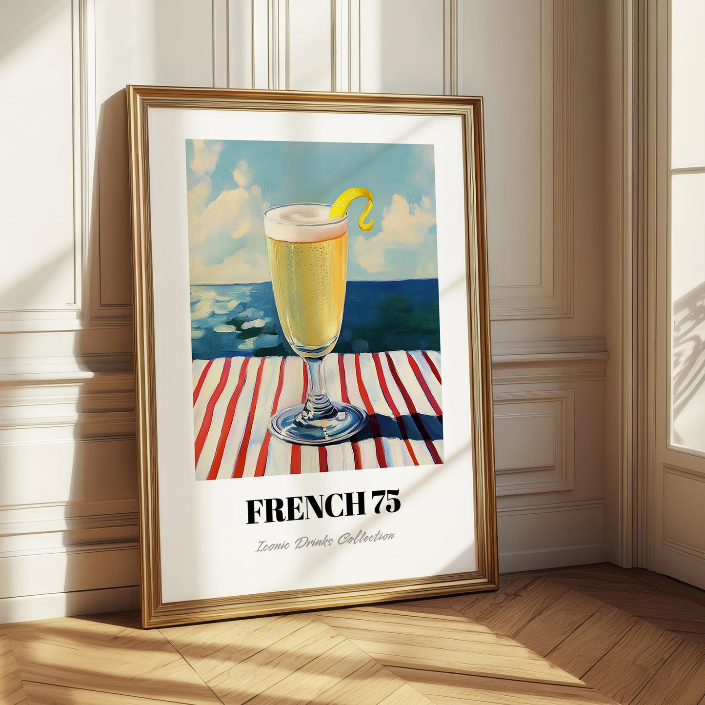 French 75 – French Seaside Scene, French Cocktail Wall Decor