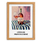 Côtes De Provence Rosé – on Striped Tablecloth, French Wine Still Life, set in oak frame