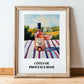 Côtes De Provence Rosé – French Hilltop Café Scene, French Wine Print, in wooden frame leaning on the floor