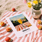 Mimosa – French Seaside Scene, French Cocktail Art, unframed on coastal sand