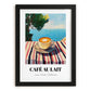 Café Au Lait – French Seaside Scene, French Coffee Illustration, in sleek black frame