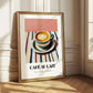 Café Au Lait – on Striped Tablecloth, French Coffee Print