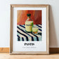 Pastis – on Striped Tablecloth, French Spirit Illustration, in wooden frame leaning on the floor