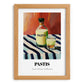 Pastis – on Striped Tablecloth, French Spirit Illustration, set in oak frame