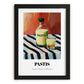 Pastis – on Striped Tablecloth, French Spirit Illustration, in sleek black frame