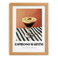 Espresso Martini – on Striped Tablecloth, French Cocktail Wall Decor, set in oak frame