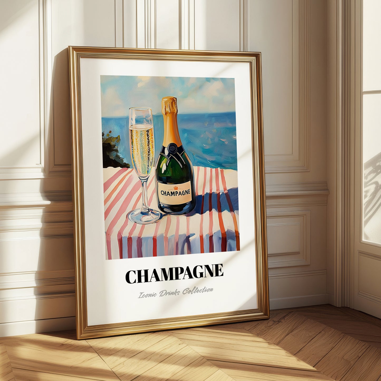 Champagne – French Seaside Scene, French Sparkling Wine Poster