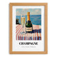 Champagne – French Seaside Scene, French Sparkling Wine Poster, set in oak frame