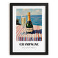 Champagne – French Seaside Scene, French Sparkling Wine Poster, in sleek black frame