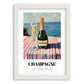 Champagne – French Seaside Scene, French Sparkling Wine Poster, placed in minimal white frame