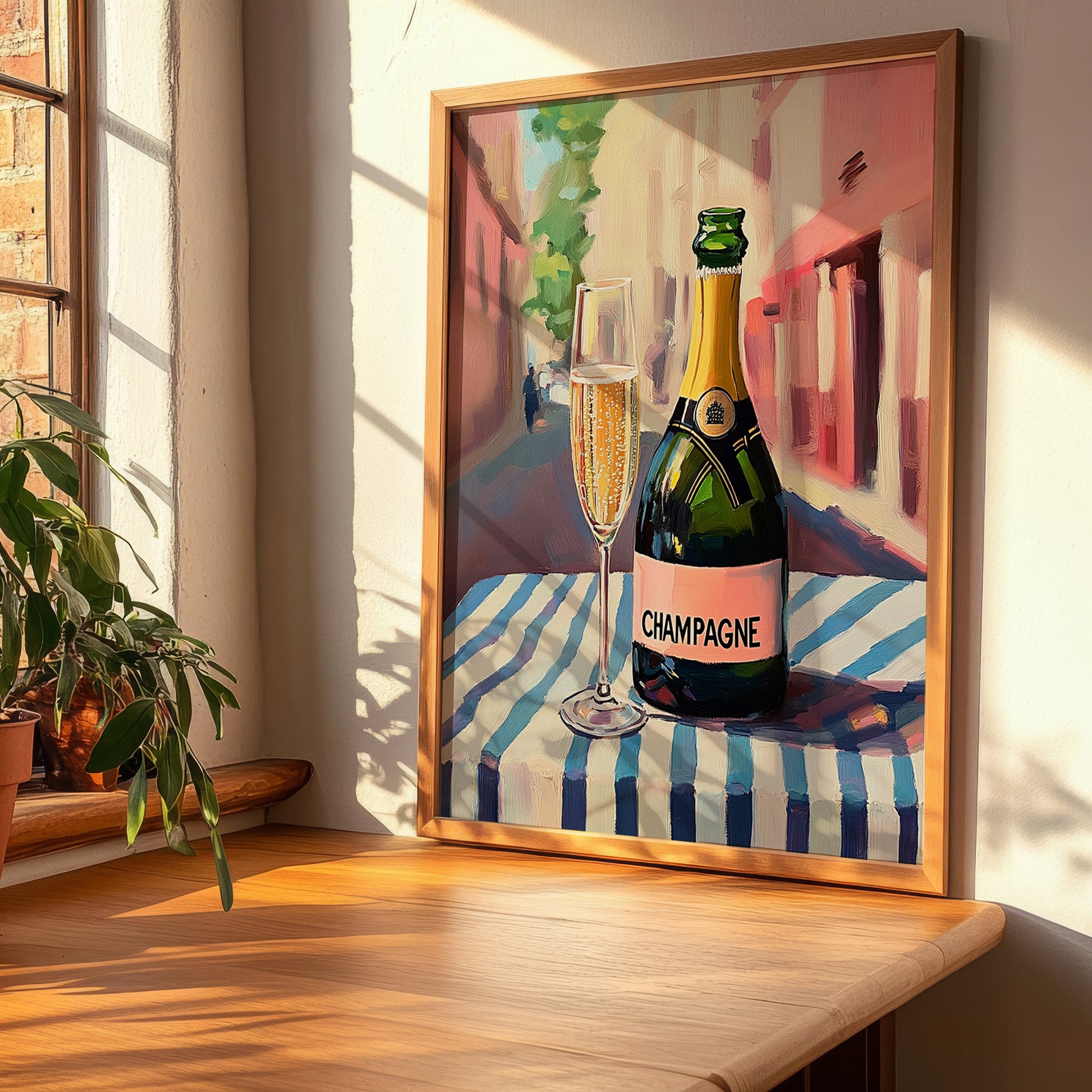 Champagne – French Street Café Scene, French Sparkling Wine Still Life, clean layout with no caption