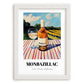 Monbazillac – French Hillside Café View, French Wine Illustration, placed in minimal white frame