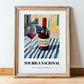 Touriga Nacional – Portuguese Street Café Scene, Portuguese Wine Wall Illustration, in wooden frame leaning on the floor