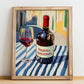Touriga Nacional – Portuguese Street Café Scene, Portuguese Wine Wall Illustration, no-text version framed in wood