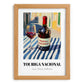 Touriga Nacional – Portuguese Street Café Scene, Portuguese Wine Wall Illustration, set in oak frame